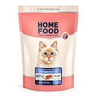 Сухий корм Home Food Sterilised з ягням та лососем для чутливого травлення котів