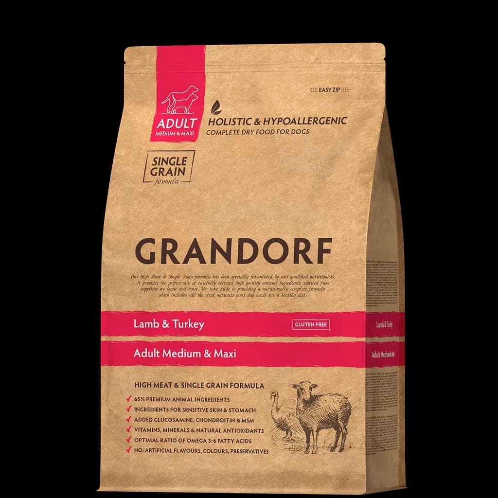 Сухий корм Grandorf Lamb & Turkey Medium & Maxi Dog з ягням на індичкою для собак великих порід