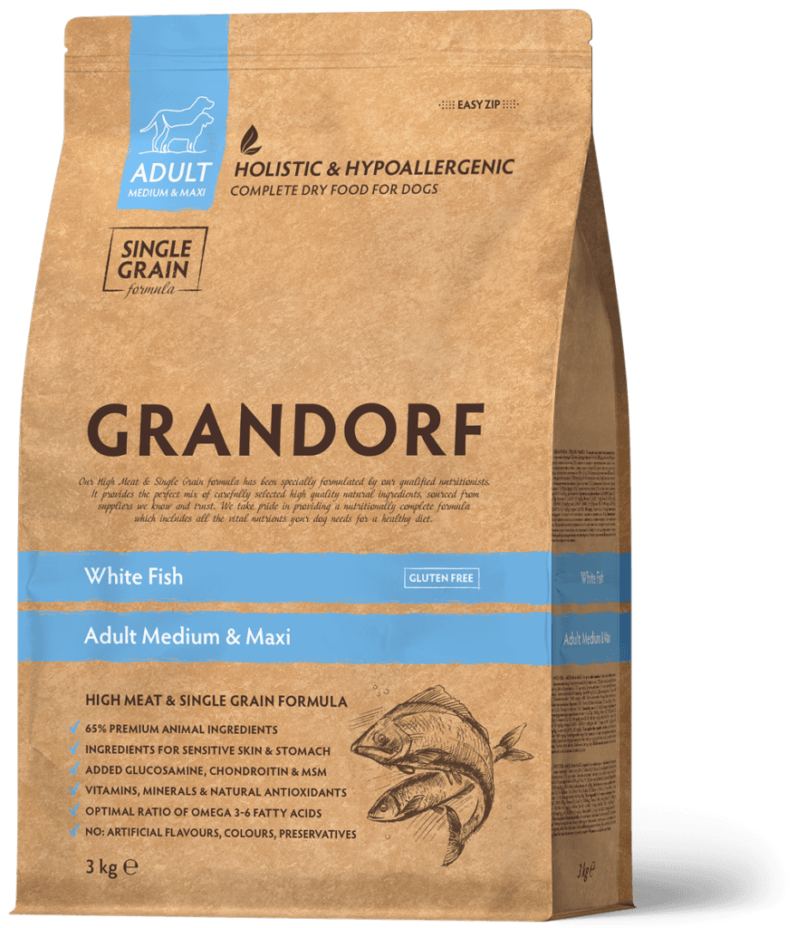 Сухий корм Grandorf White Fish Adult Medium & Maxi Dog з рибою для собак великих порід