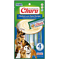 Вершковий мус в стіках, курка та тунець INABA Churu Puree - Chicken with Tuna Recipe для собак
