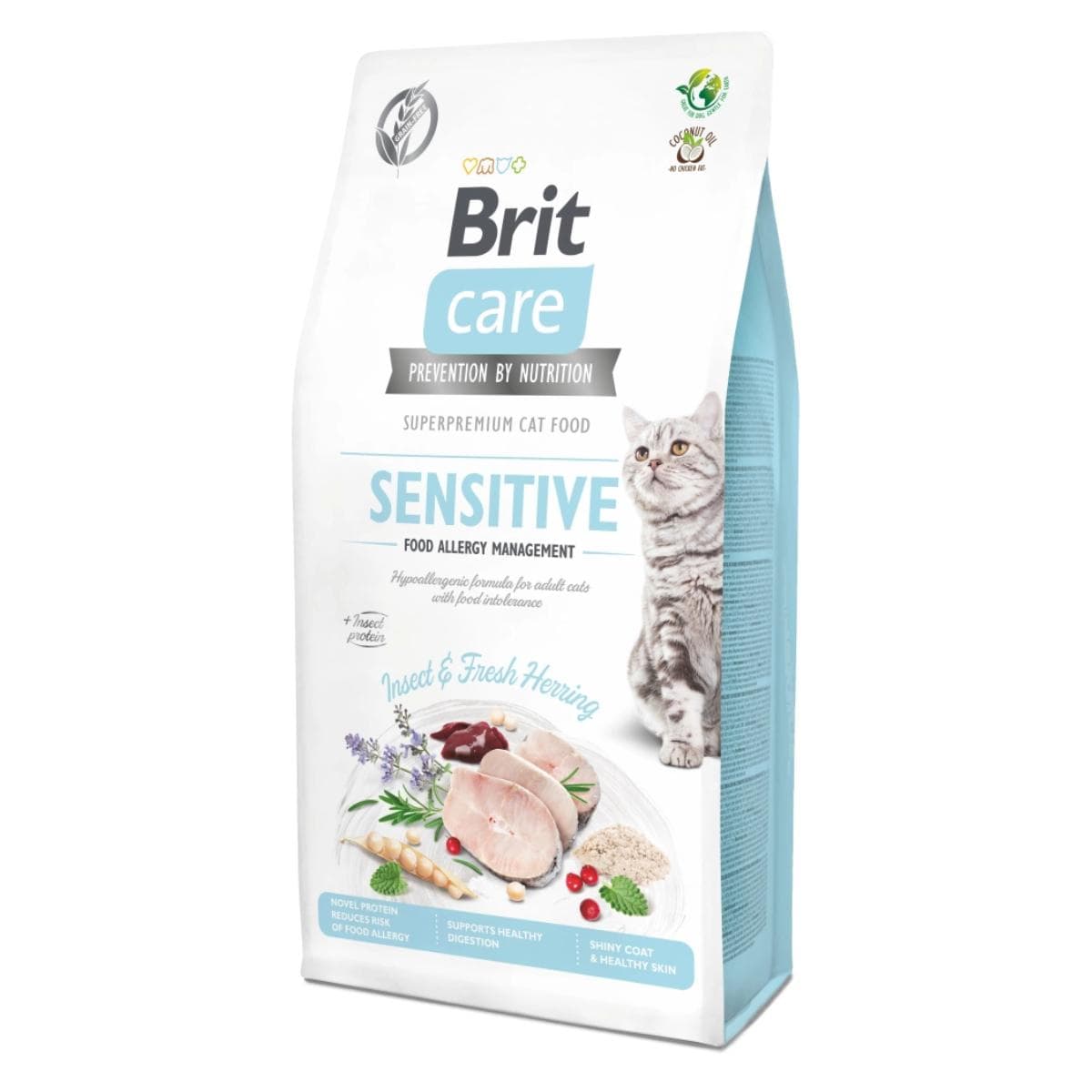 Сухий корм Brit Care Sensitive Allergy Management Insect & Fresh Herring при чутливому травленні з комахами і оселедцем для котів