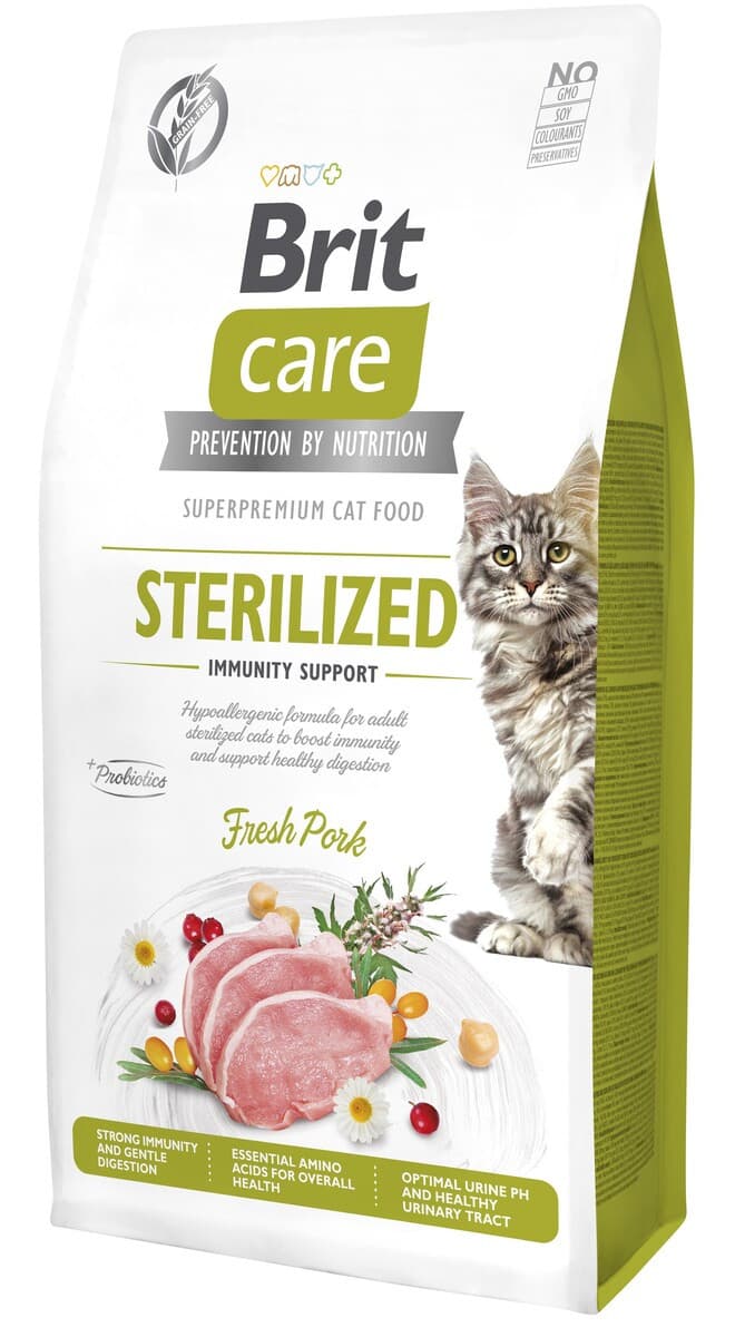 Сухий корм Brit Care Cat Grain-Free Sterilized Immunity Support Fresh Pork беззерновий зі свининою для стерилізованих котів