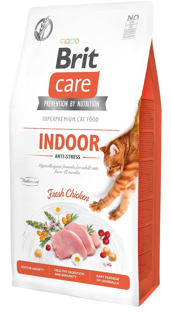 Сухий корм Brit Care Grain-Free Indoor Anti-Stress Fresh Chicken беззерновий з куркою для котів в домашніх умовах