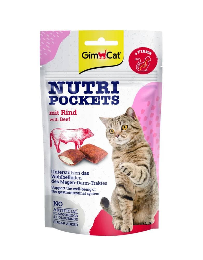 Ласощі GimCat Nutri Pockets Beef & Malt подушечки з яловичиною і солодом для котів