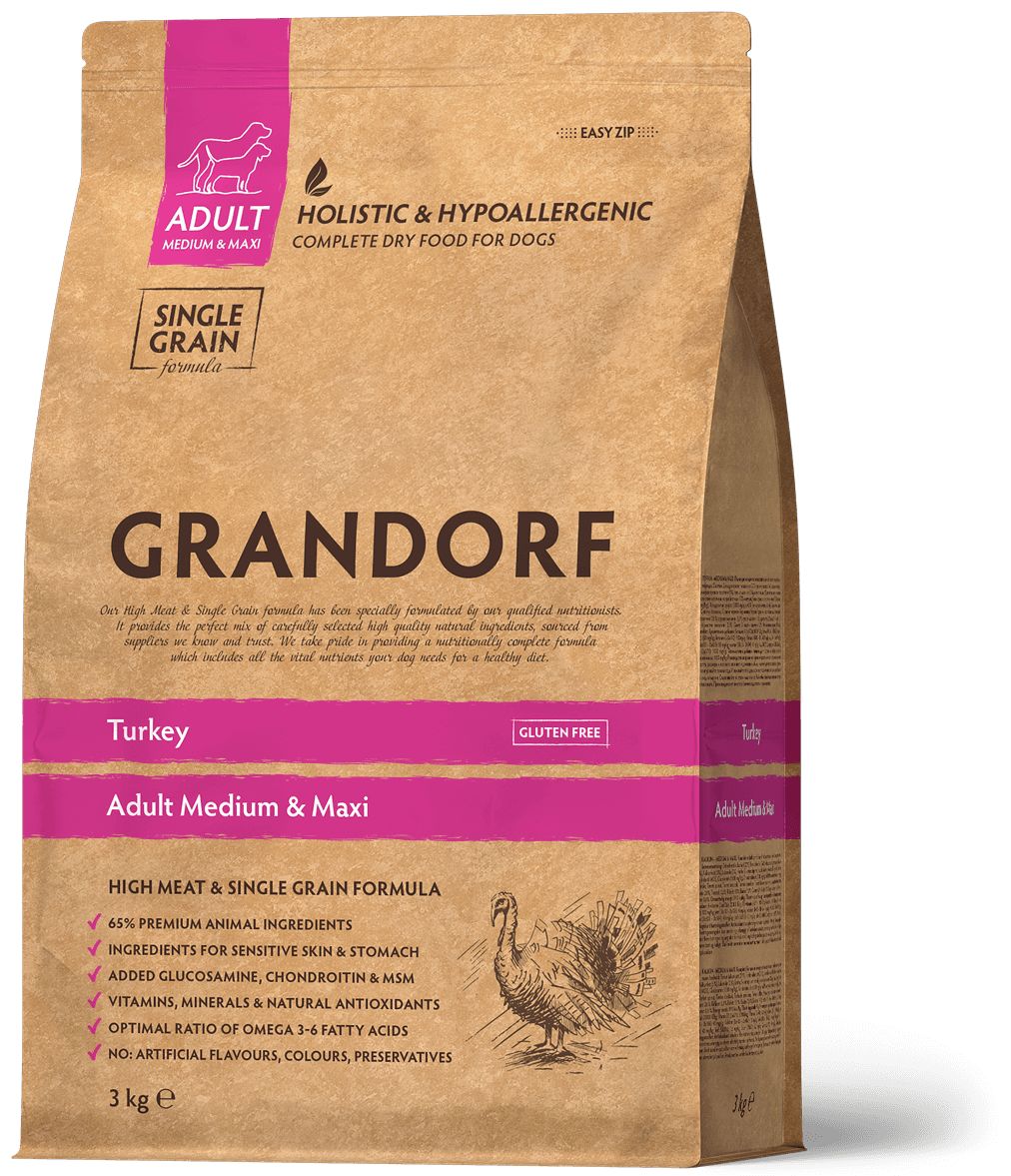 Сухий корм НА ВАГУ Grandorf Turkey Medium & Maxi Breeds з індичкою для собак