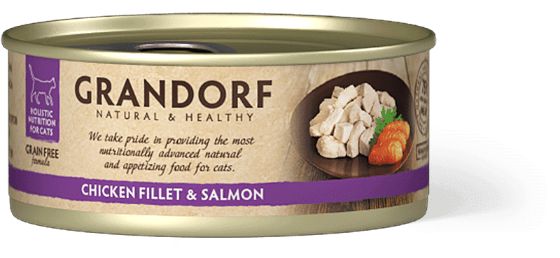 Консервований корм Grandorf Chicken Breast & Salmon з курячою грудкою та лососем для котів