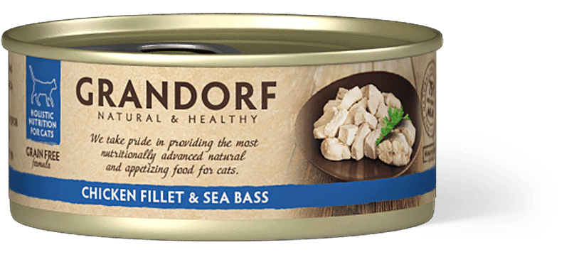 Консервований корм Grandorf Chicken Breast & Seabass з курячою грудкою і сибасом для котів