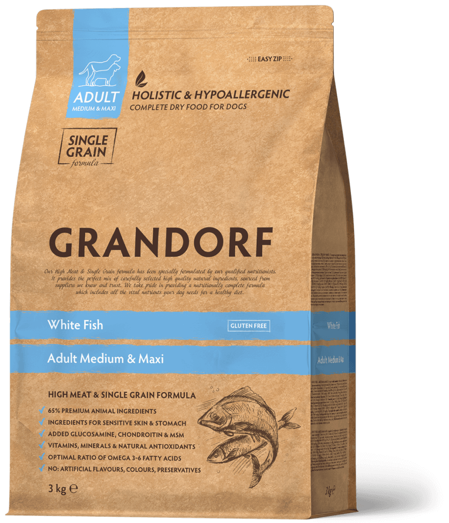 Сухий корм Grandorf White Fish Adult Medium & Maxi з білою рибою для дорослих собак всіх порід