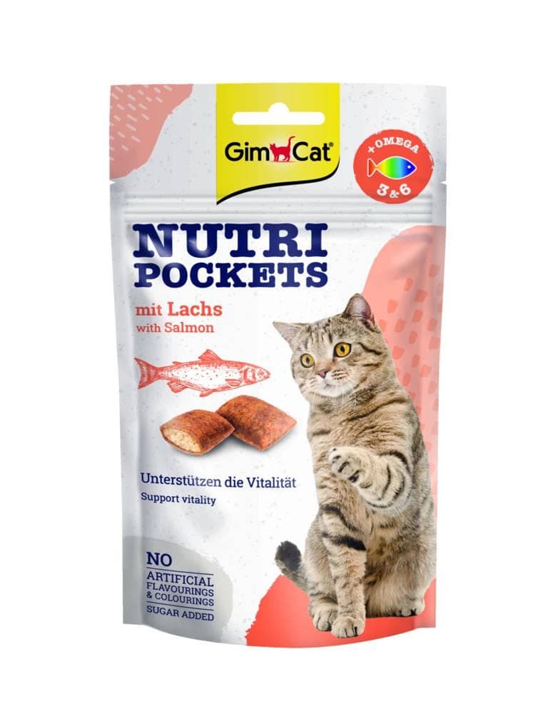 Ласощі GimCat Nutri Pockets Salmon & Omega подушечки з лососем і омегою для котів