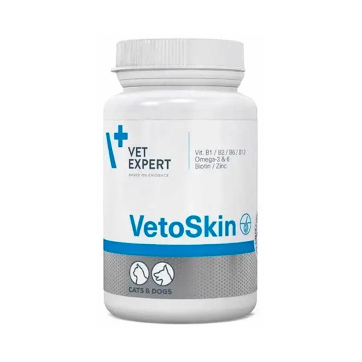 Добавка VetExpert VetoSkin при дерматологічних захворюваннях шкіри в собак і котів, 90 капсул