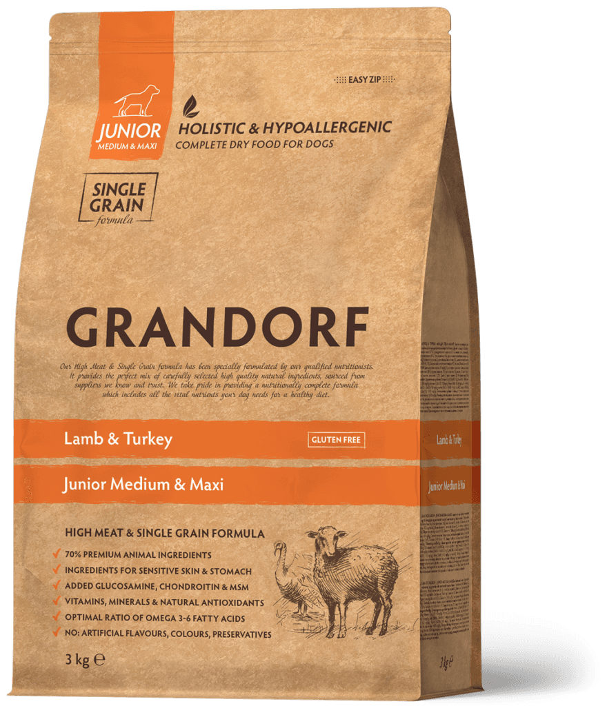 Сухий корм Grandorf Lamb & Turkey Junior Medium & Maxi з ягням та індичкою для молодих собак