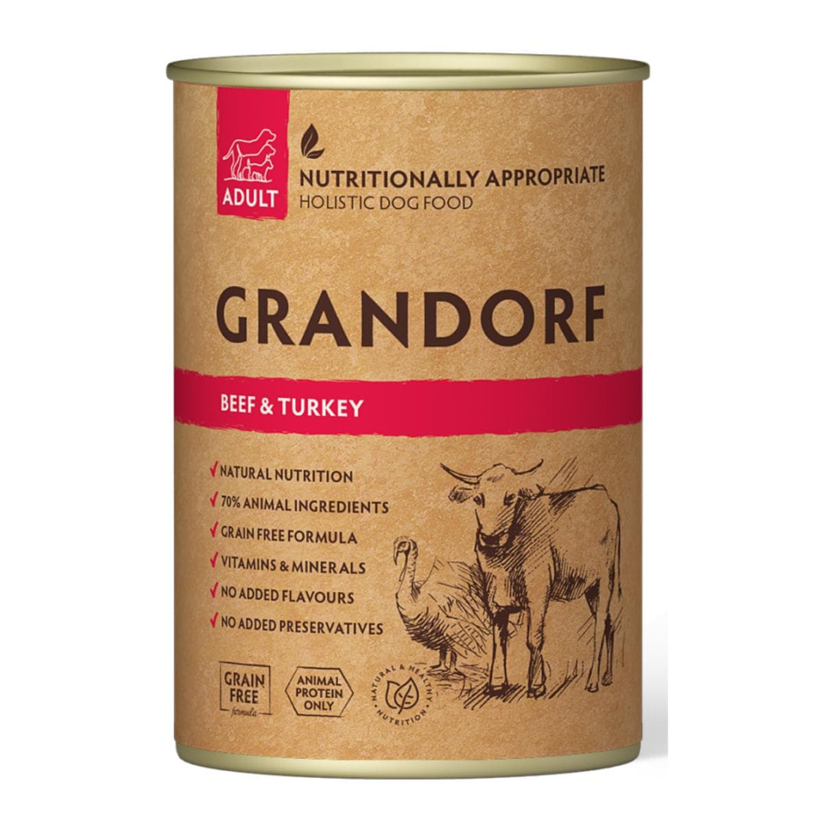 Вологий корм Grandorf Beef & Turkey консерва з яловичиною та індичкою для собак