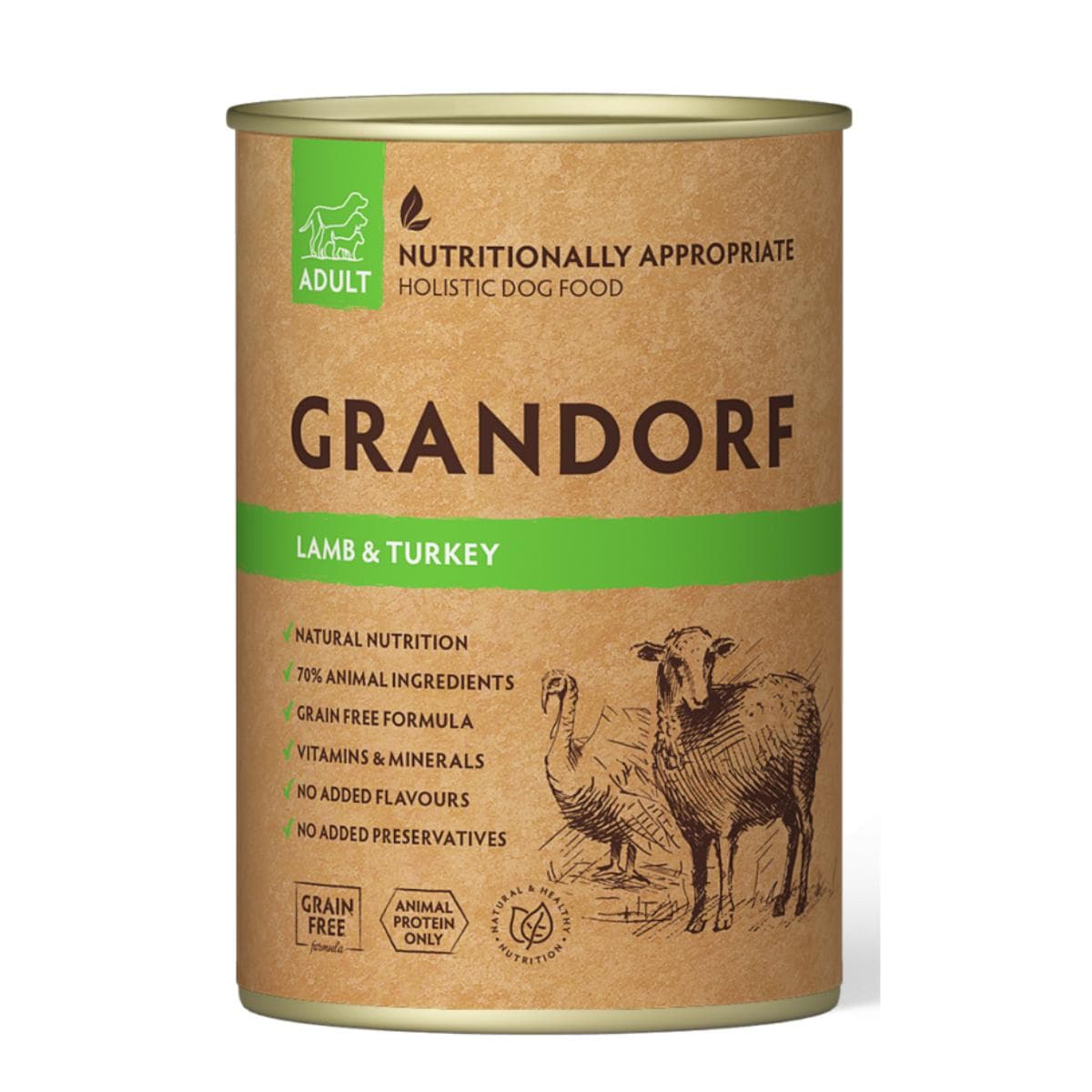 Вологий корм Grandorf Lamb & Turkey консерва з ягням та індичкою для собак
