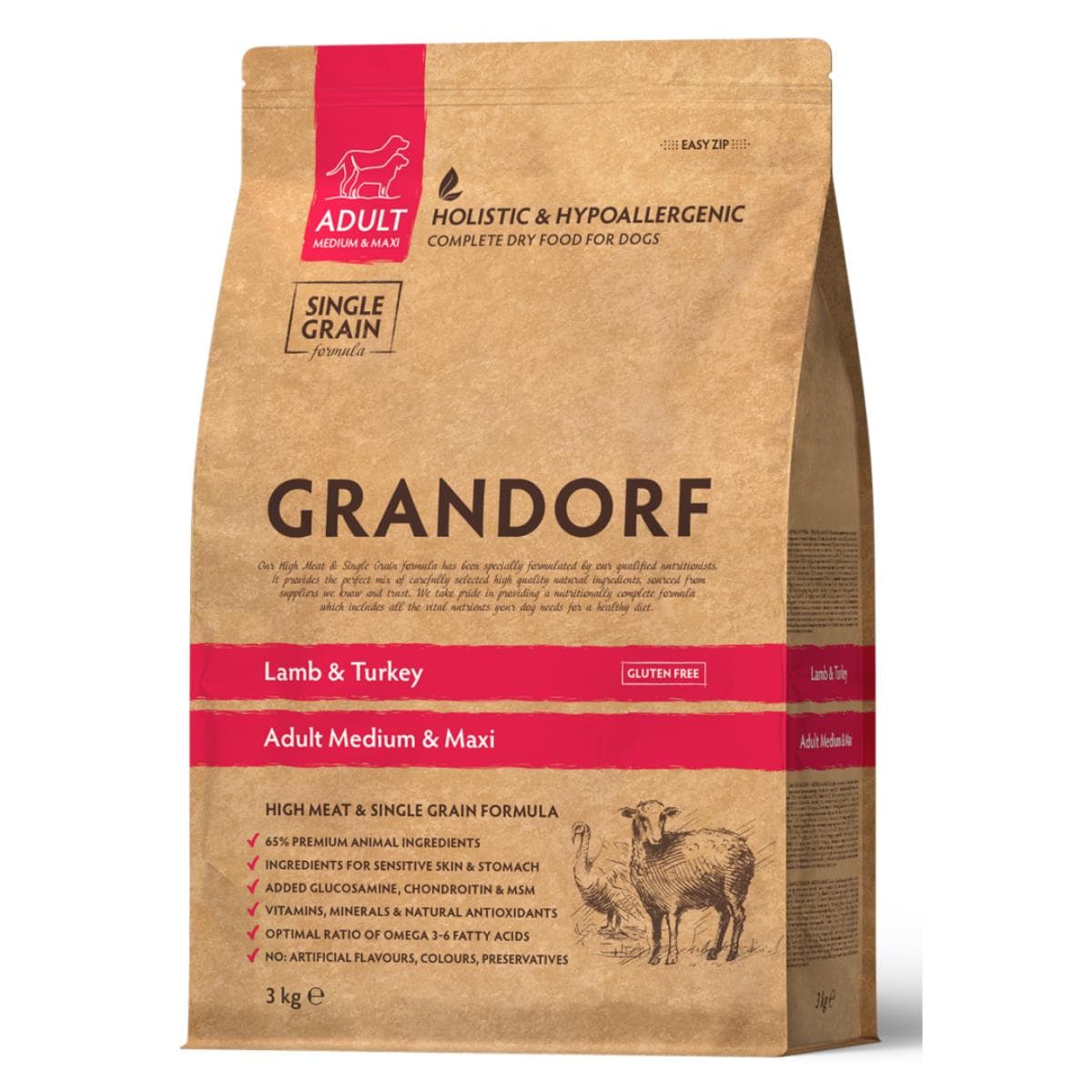 Сухий корм На Вагу Grandorf Lamb & Turkey Adult Medium & Maxi з ягням та індичкою для собак для середніх і великих порід