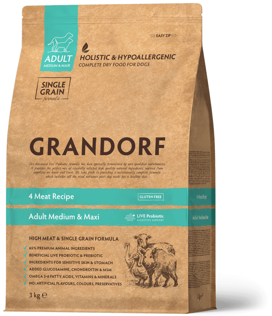Сухий корм Grandorf 4 Meat Adult Medium & Maxi 4 види м'яса для собак великих і середніх порід