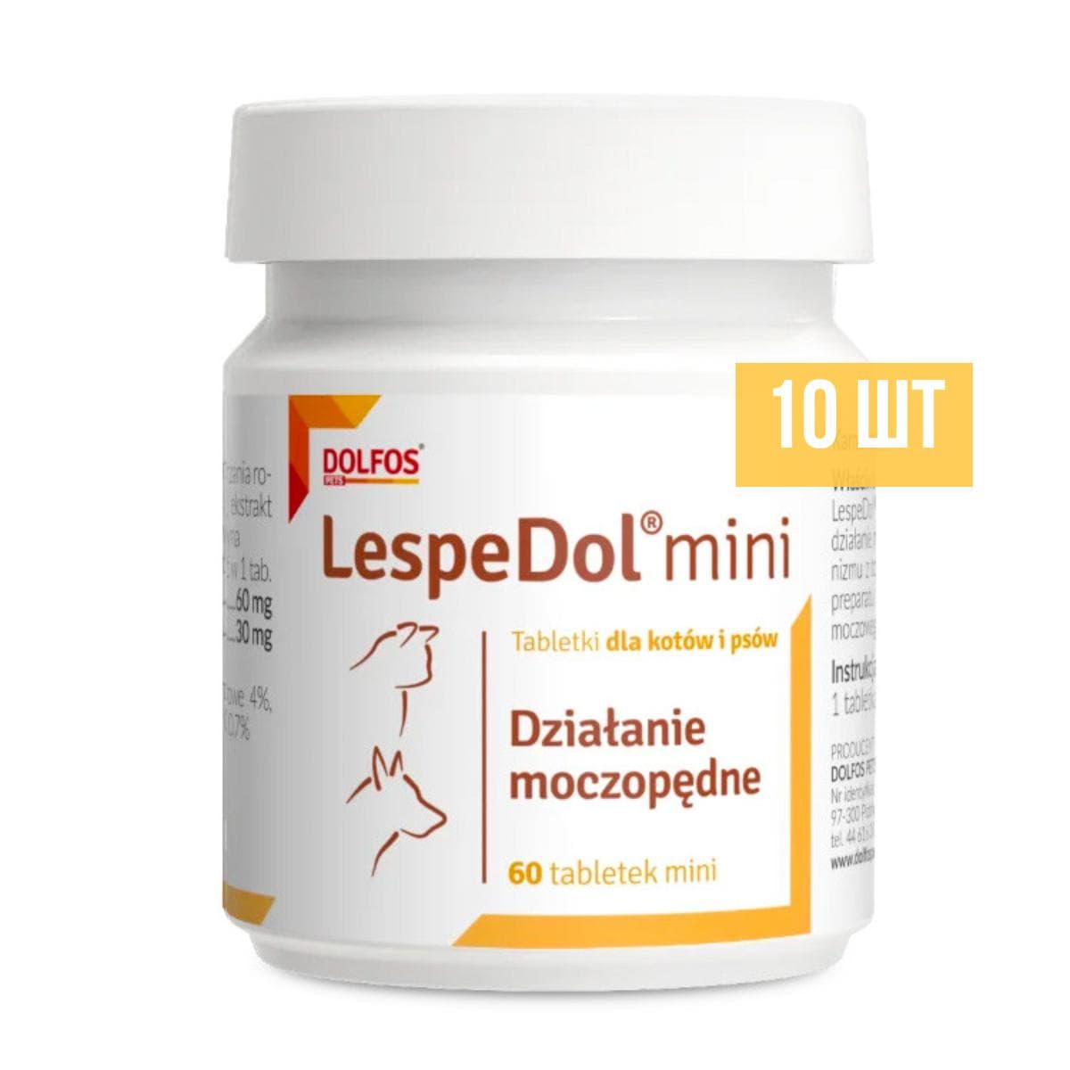 Добавка Dolfos LespeDol Mini для сечовивідних шляхів мініатюрних собак і котів, 10 таблеток
