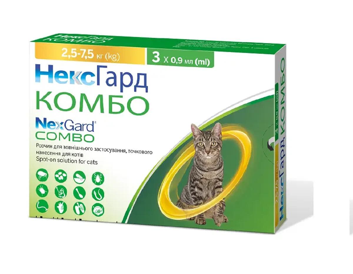 Препарат NexGard Combo Краплі проти паразитів для котів 2,5-7,5 кг, 1 піпетка