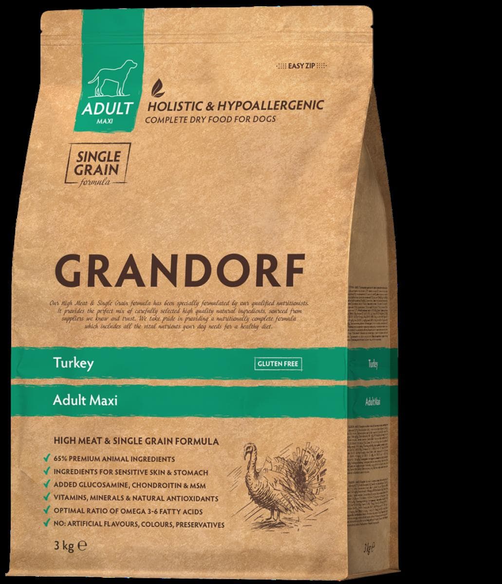 Сухий корм НА ВАГУ Grandorf Turkey Adult Maxi з індичкой для собак великих порід