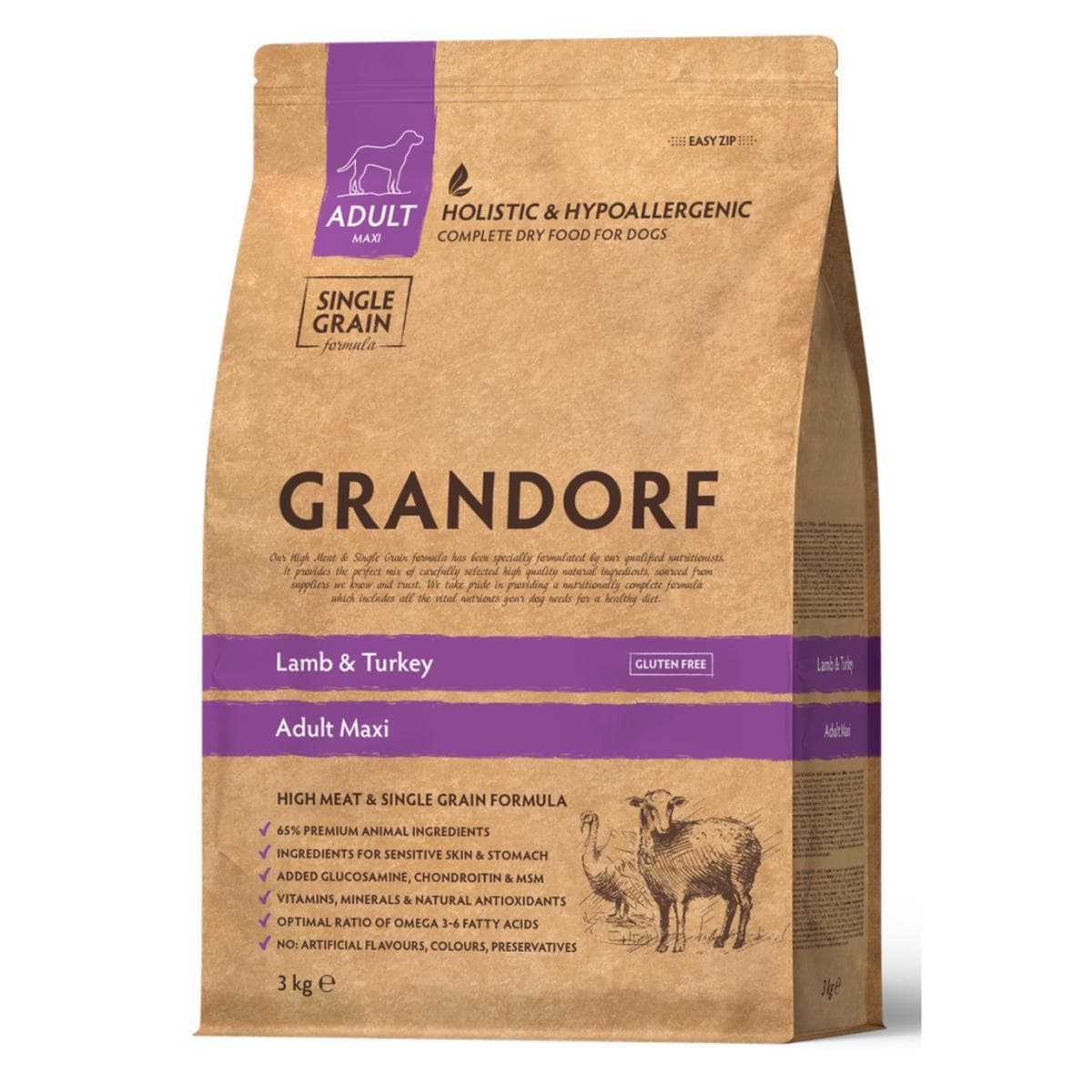 НА ВАГУ Сухий корм Grandorf Lamb & Turkey Adult Maxi Breeds з ягням та індичкою для собак великих порід