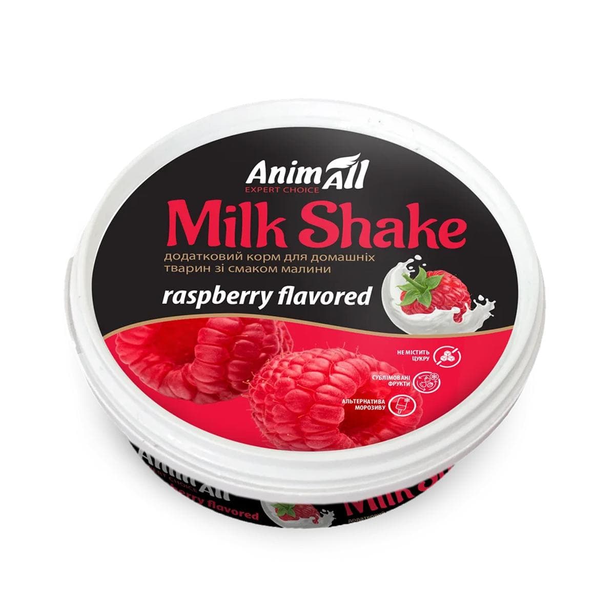 Смачна добавка Animall MIlkShake до корму з малиною для котів і собак