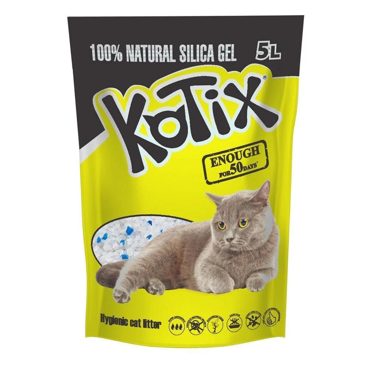 Силікагелевий наповнювач Kotix Natural без аромату для котів