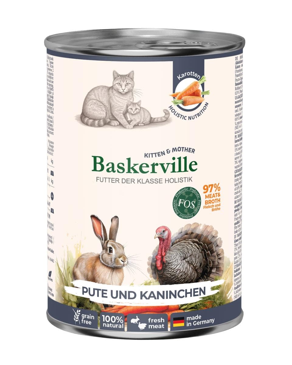 Вологий корм Baskerville холістик з індичкою та кроликом для годуючих кішок та кошенят