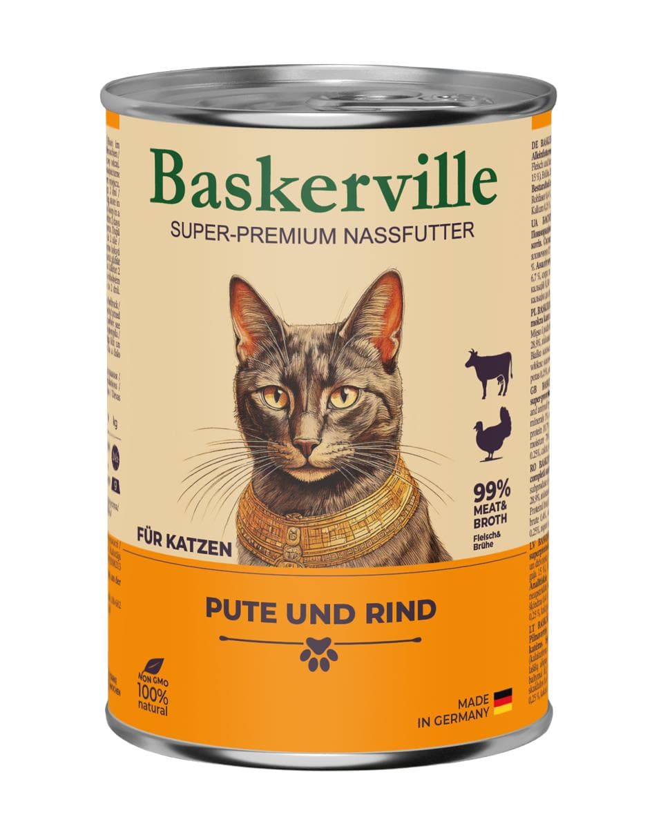 Вологий корм Baskerville Super Premium з індичкою та яловичиною для котів