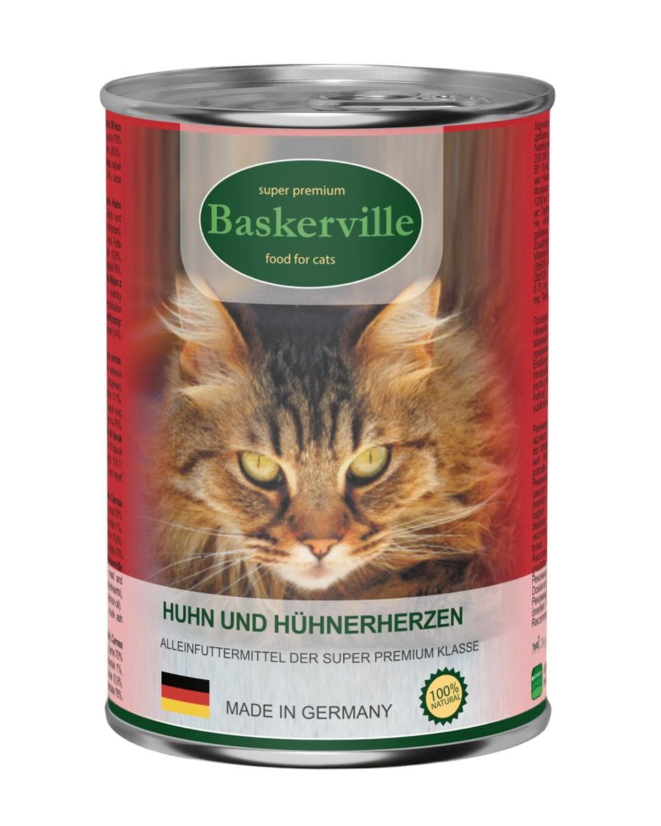 Вологий корм Baskerville Super Premium з куркою та сердечками для котів