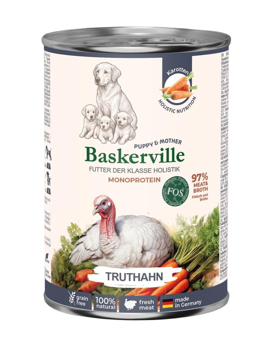 Вологий корм Baskerville Monoprotein холістик з індичкою для вагітних собак та цуценят