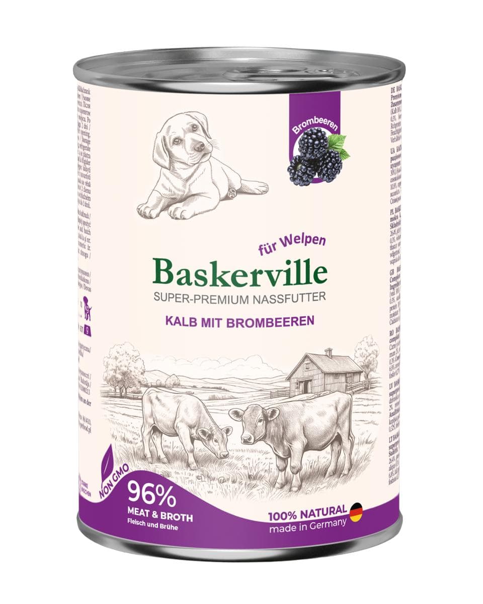 Вологий корм Baskerville Super Premium з телятиною та ожиною для цуценят