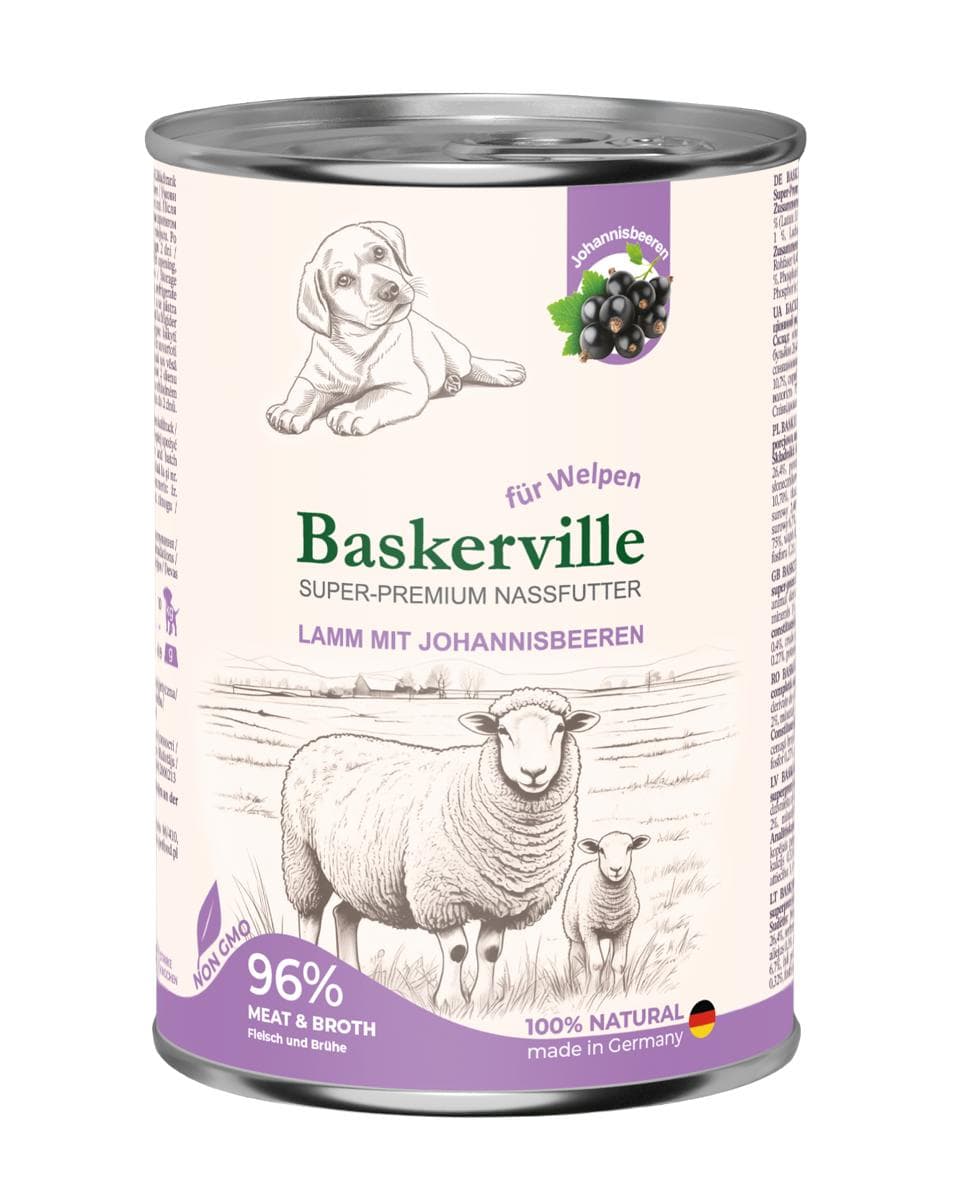 Вологий корм Baskerville Super Premium з ягням та смородиною для цуценят