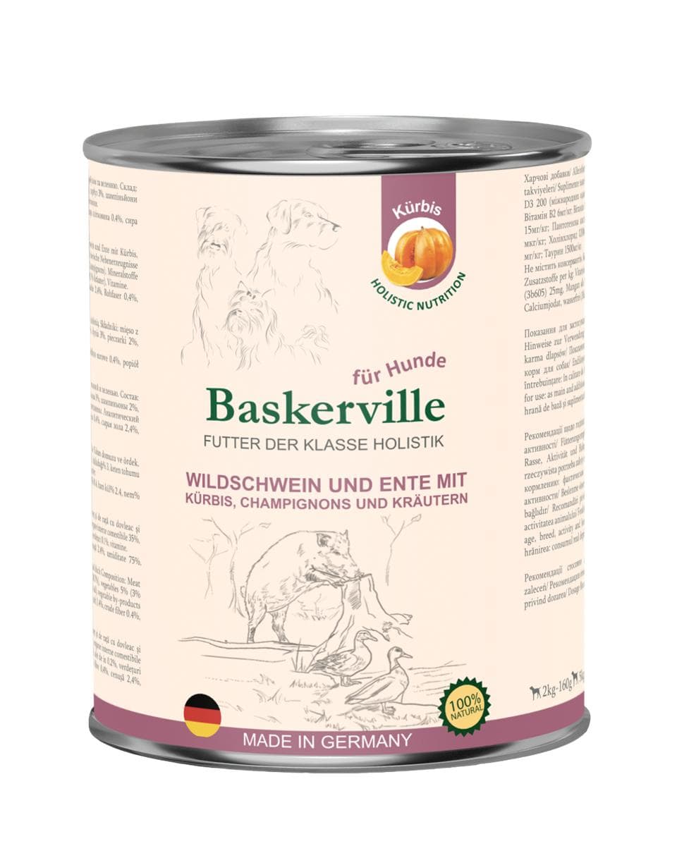 Вологий корм Baskerville холістик з кабаном, качкою та гарбузом для собак