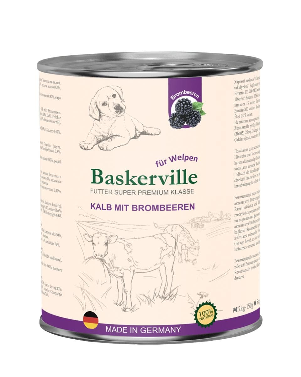 Вологий корм Baskerville Super Premium з телятиною та ожиною для цуценят