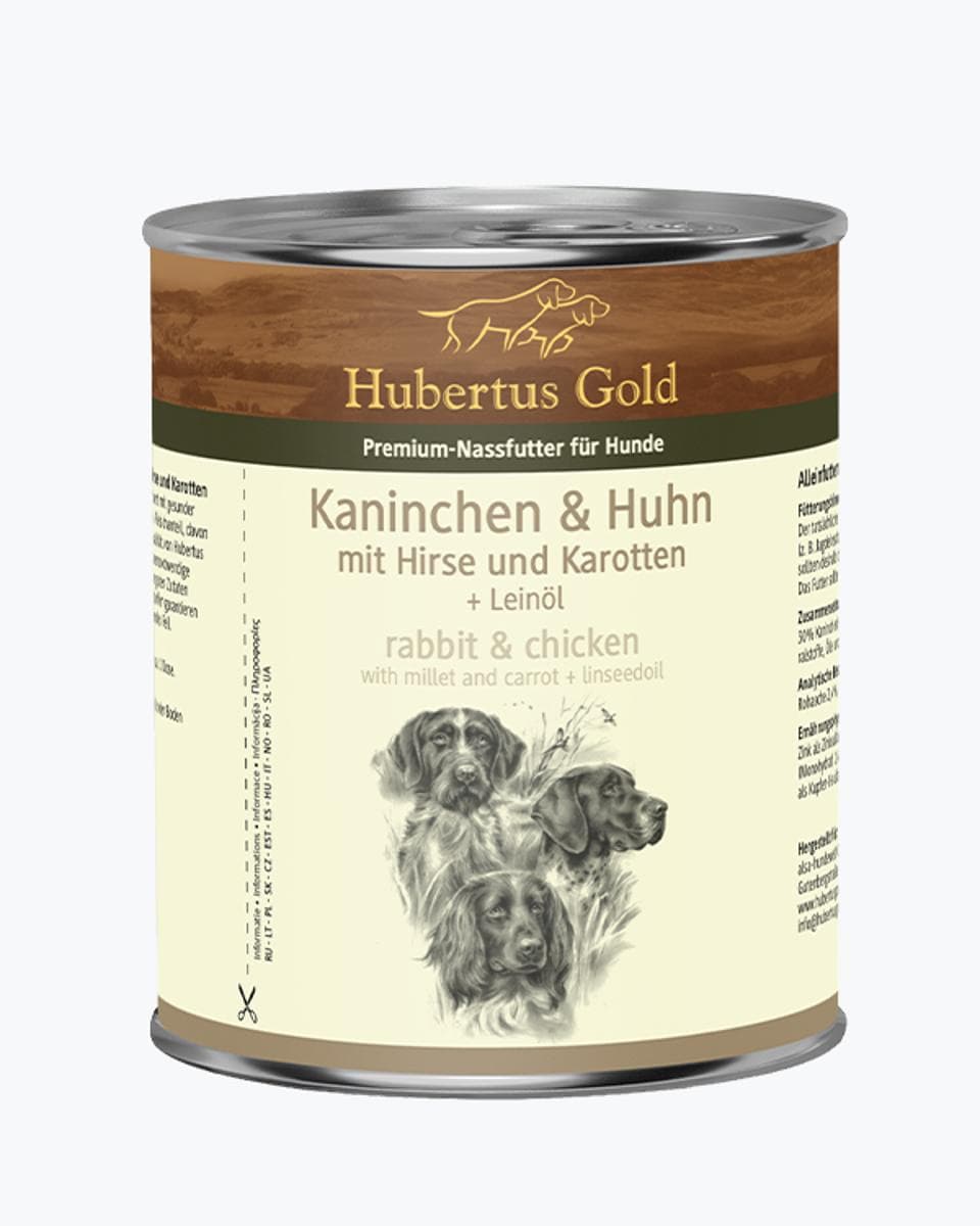 Вологий корм Hubertus Gold Premium з кроликом та куркою для собак