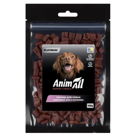 Ласощі AnimAll PLATINUM Organic міні соломка з качкою для собак