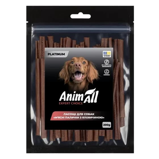 Ласощі AnimAll PLATINUM Organic м'ясні палички з яловичиною для собак