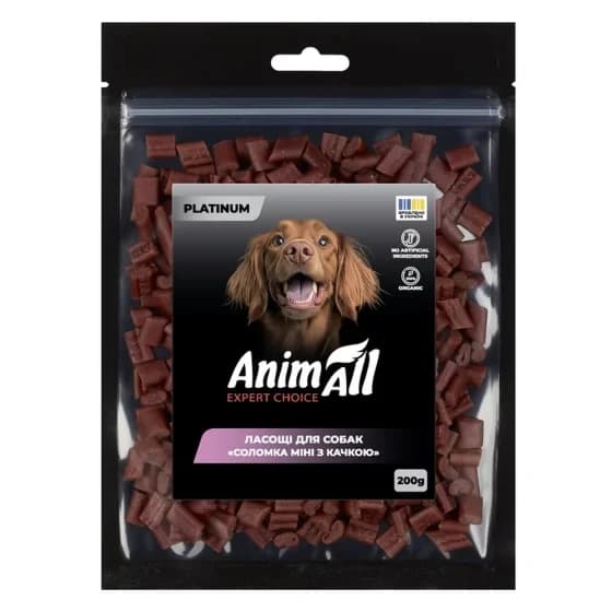 Ласощі AnimAll PLATINUM Organic міні соломка з качкою для собак