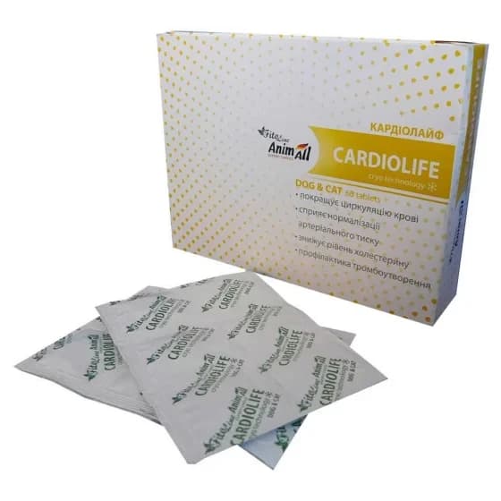 Таблетки AnimAll FitoLine CARDIOLIFE Кардіолайф для серця котів та собак, 60 таблеток