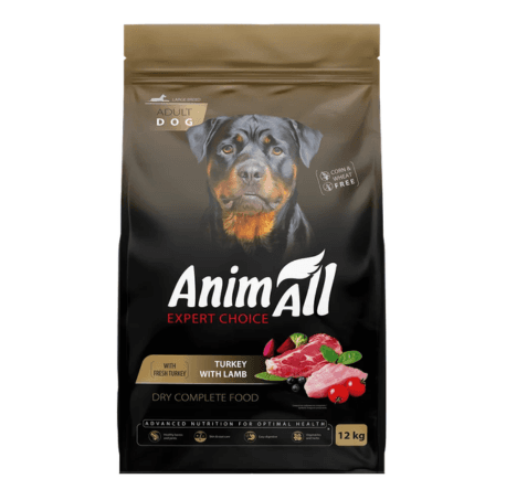 Сухий корм AnimAll Супер Преміум з індичкою та ягням для великих порід собак