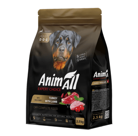 Сухий корм AnimAll Супер Преміум з індичкою та ягням для великих порід собак