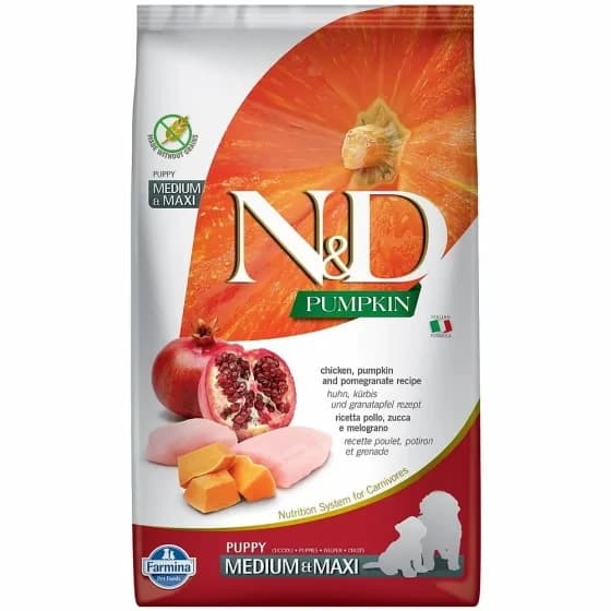 Сухий корм Farmina N&D Grain Free PUMPKIN CHICKEN & POMEGRANATE PUPPY MEDIUM MAXI з куркою для великих порід цуценят