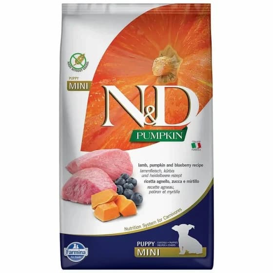 Сухий корм Farmina N&D Grain Free PUMPKIN LAMB & BLUEBERRY PUPPY MINI з ягням для дрібних порід цуценят