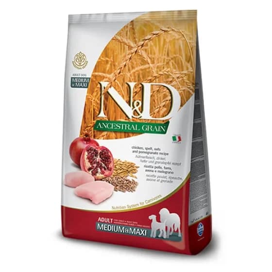 Сухий корм Farmina N&D Low Grain CHICKEN & POMEGRANATE ADULT MEDIUM MAXI з куркою для середніх і великих порід собак