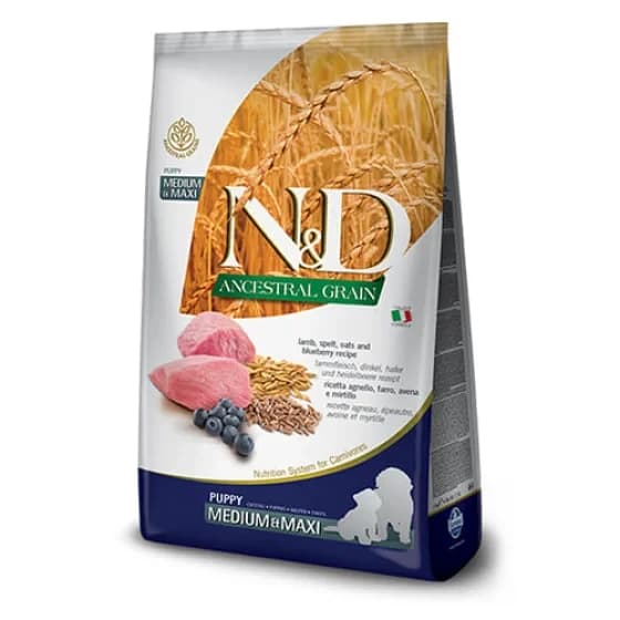 Сухий корм Farmina N&D Low Grain LAMB & BLUEBERRY PUPPY MEDIUM MAXI з ягням для середніх і великих порід цуценят