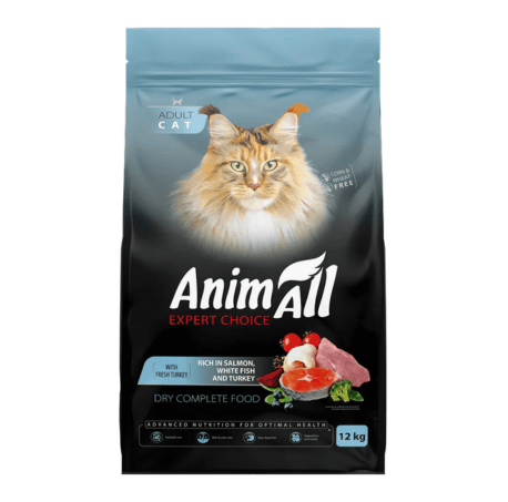 Сухий корм AnimAll Супер Преміум з лососем, білою рибою та індичкою для дорослих котів