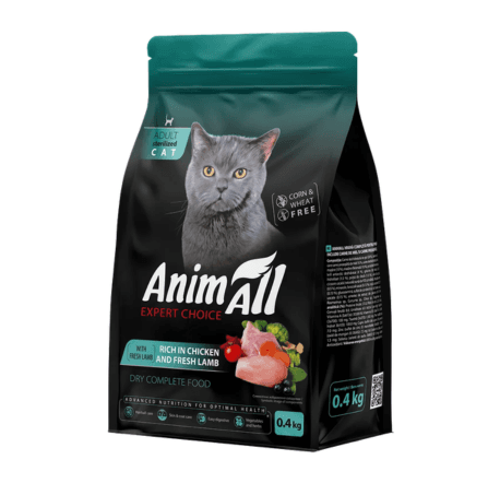 Сухий корм AnimAll Супер Преміум з куркою та ягням для стерилізованих котів