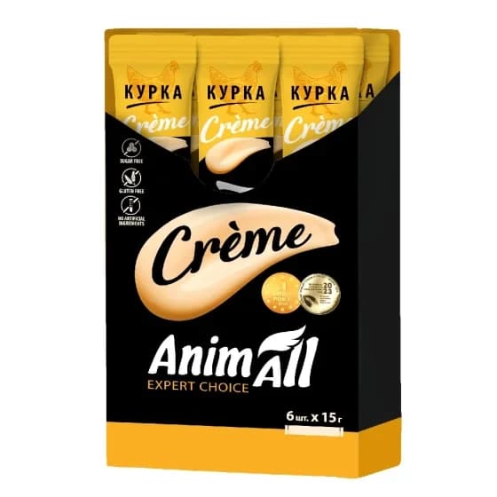Ласощі AnimAll Expert Choice Сrème з куркою для котів, 6 х 15 г