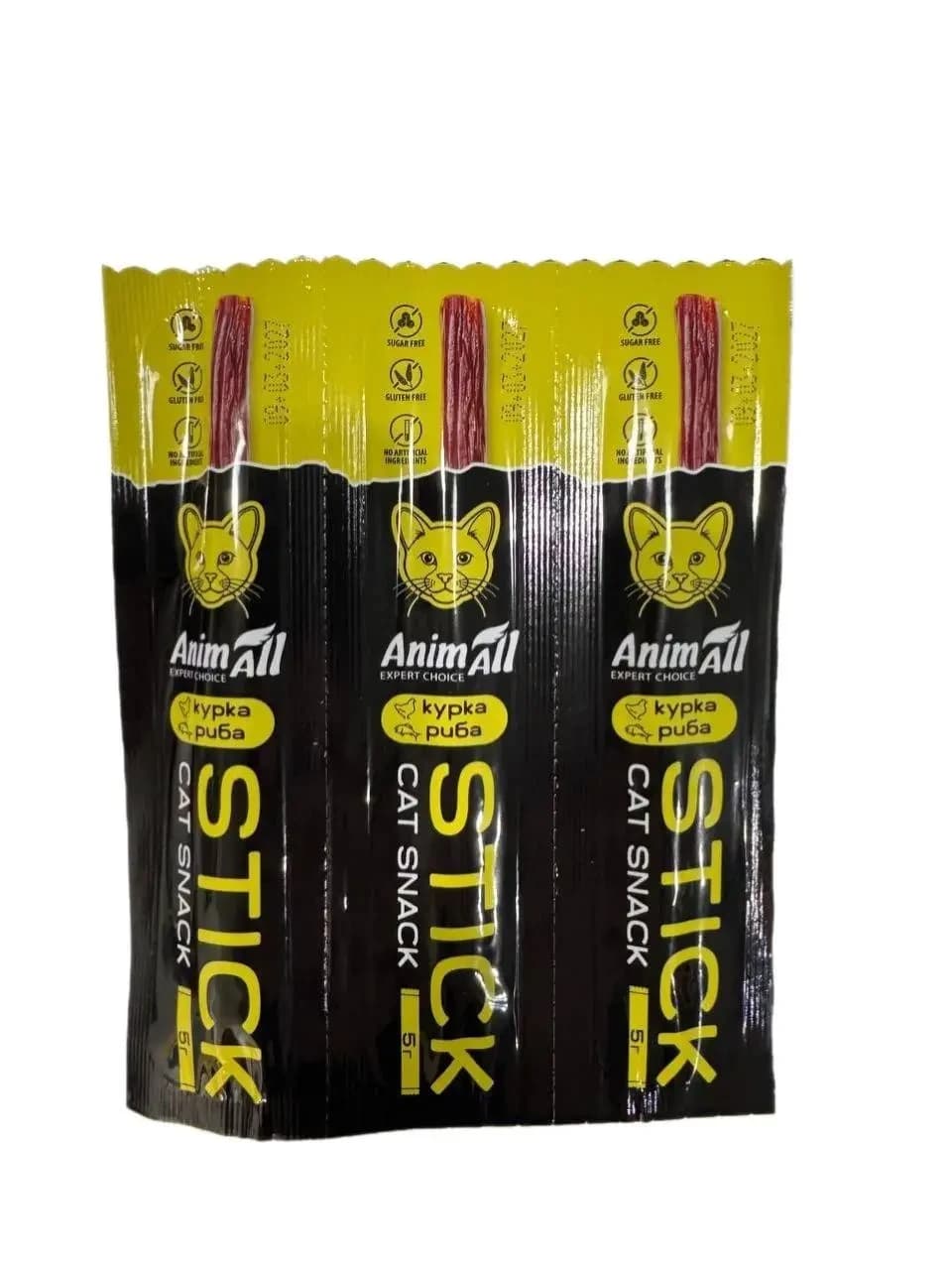 Ласощі жувальні AnimAll Expert Stick з куркою та рибою для котів, 5 г х 3 шт