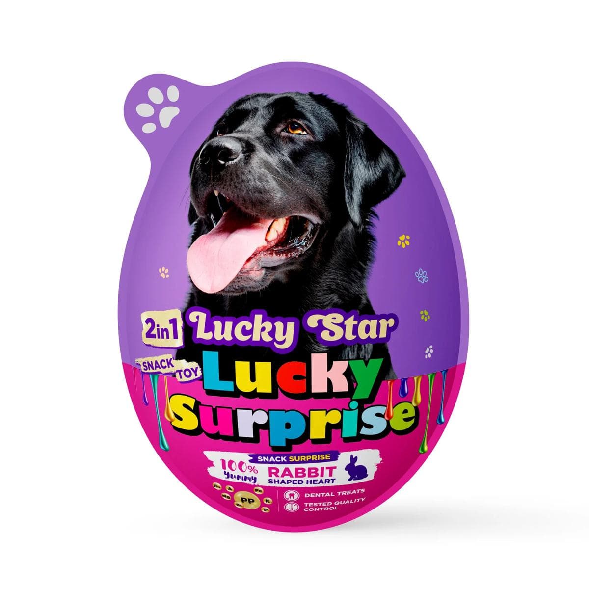 Яйце-сюрприз Lucky Star з іграшкою та ласощами кролячим вʼяленим мʼясом для собак