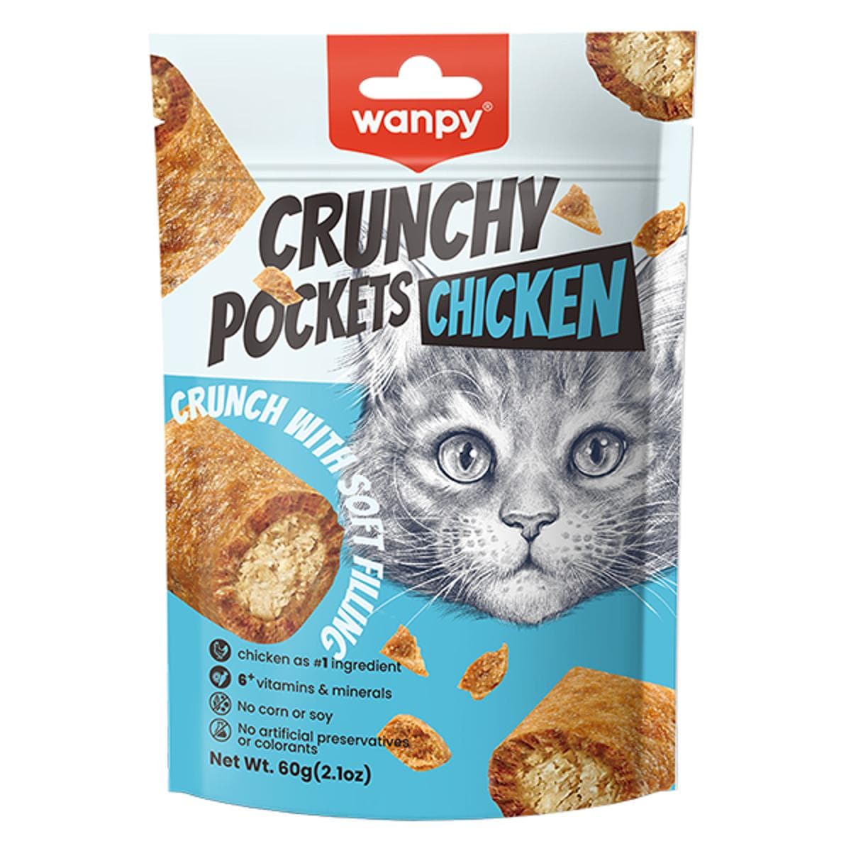 Ласощі Wanpy Pockets with Chicken хрусткі подушечки з куркою для котів